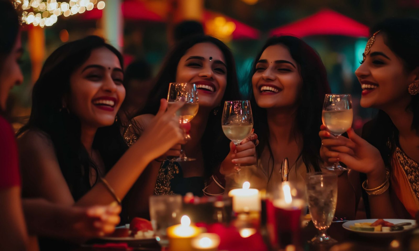 Five young women enjoying a celebration at Hotel Park Hills restaurant